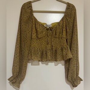 Women’s She + Sky Mustard Floral Blouse